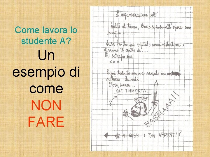 Come lavora lo studente A? Un esempio di come NON FARE 