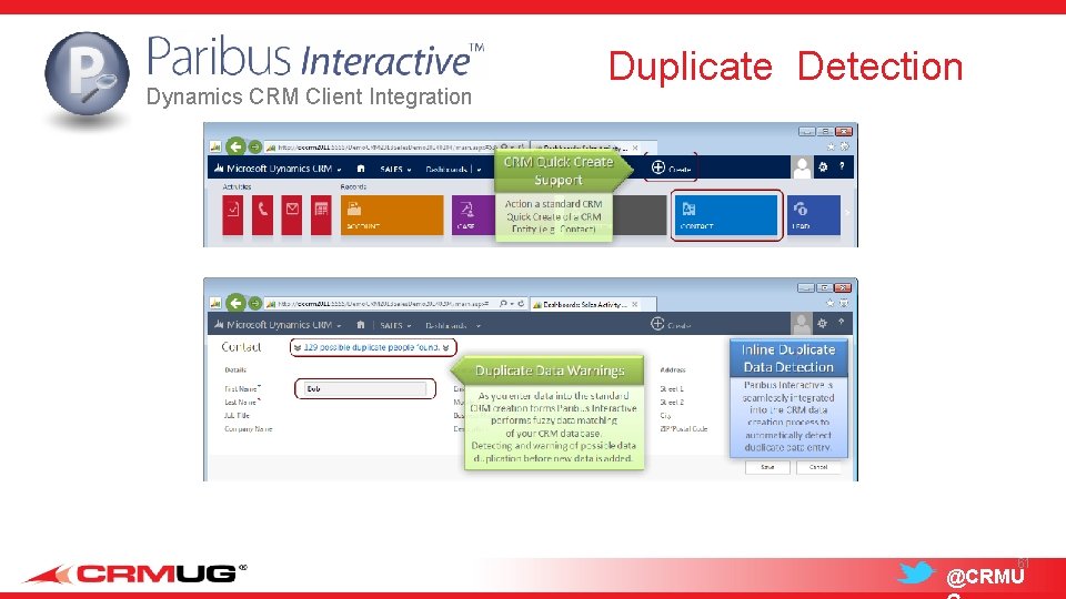 Dynamics CRM Client Integration Duplicate Detection 61 @CRMU 