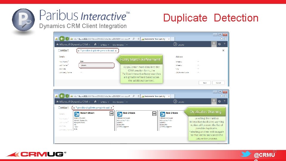 Dynamics CRM Client Integration Duplicate Detection 62 @CRMU 