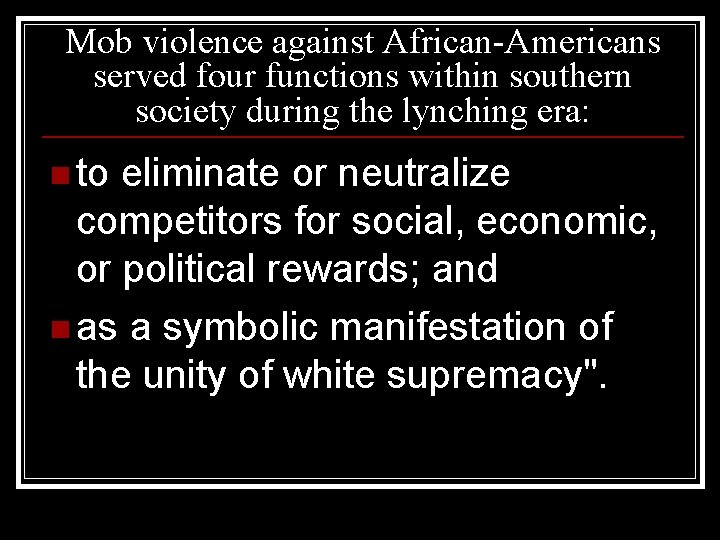 Strange Fruit Lynching Mob violence against AfricanAmericans served
