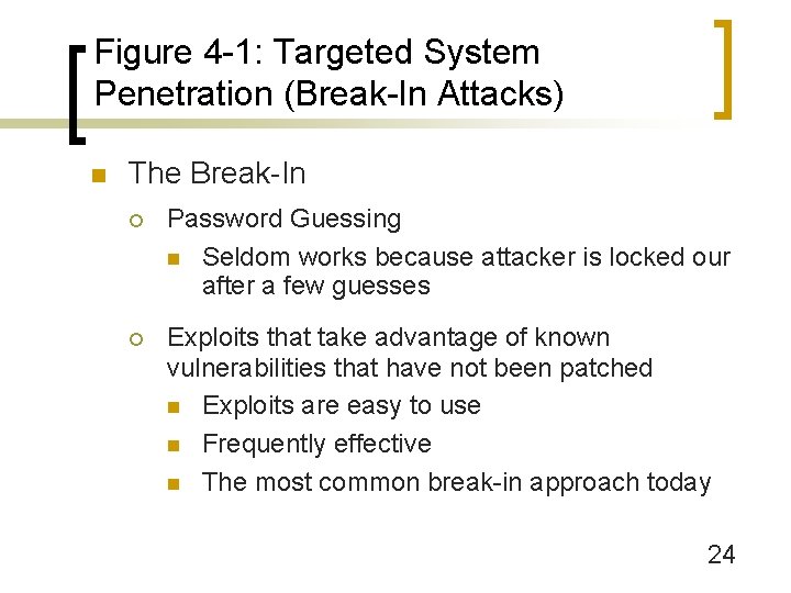 Figure 4 -1: Targeted System Penetration (Break-In Attacks) n The Break-In ¡ Password Guessing