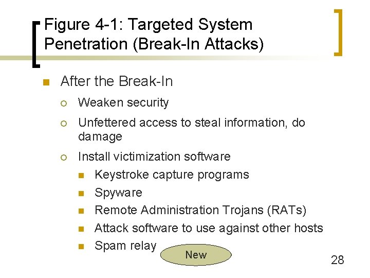 Figure 4 -1: Targeted System Penetration (Break-In Attacks) n After the Break-In ¡ Weaken