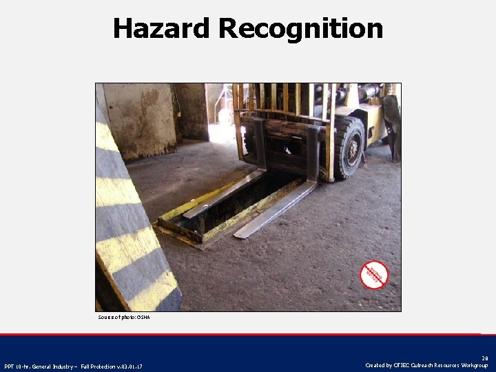 Hazard Recognition Source of photo: OSHA PPT 10 -hr. General Industry – Fall Protection