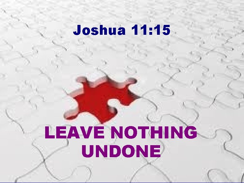 Joshua 11: 15 LEAVE NOTHING UNDONE 