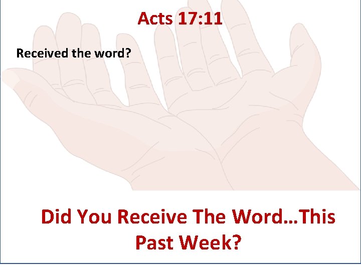 Acts 17: 11 Received the word? Did You Receive The Word…This Past Week? 