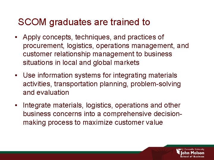 Majors and Minors in Supply Chain Operations Management