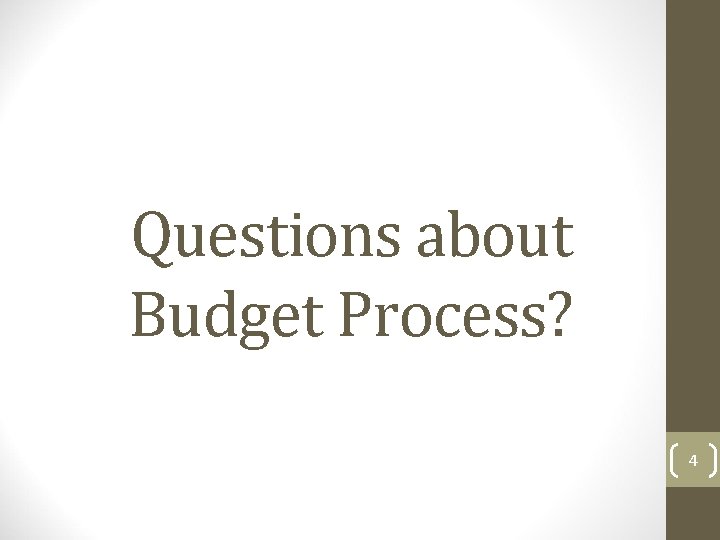 Questions about Budget Process? 4 