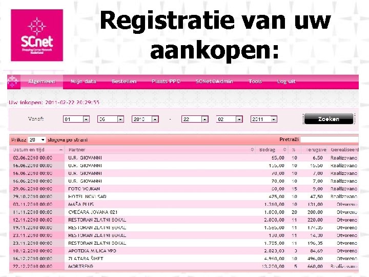 Registratie van uw aankopen: 