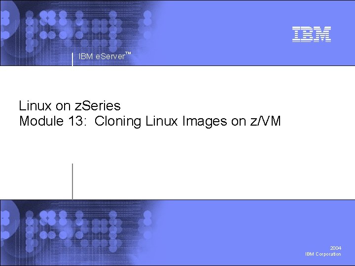 IBM e. Server™ Linux on z. Series Module 13: Cloning Linux Images on z/VM