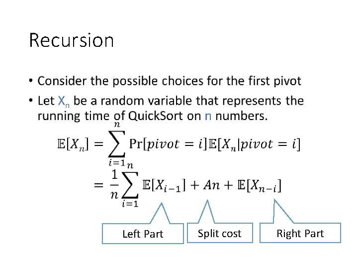 Recursion • Left Part Split cost Right Part 