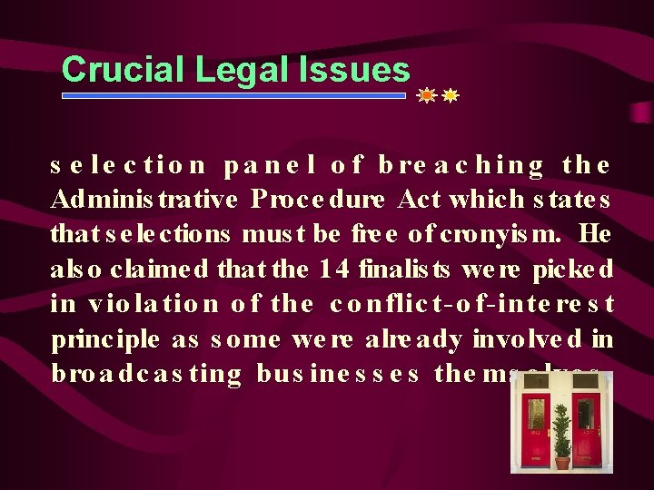 Crucial Legal Issues s e l e c t i o n p a