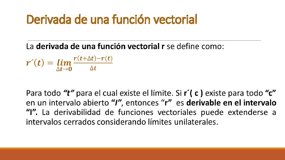 Derivada de una función vectorial 