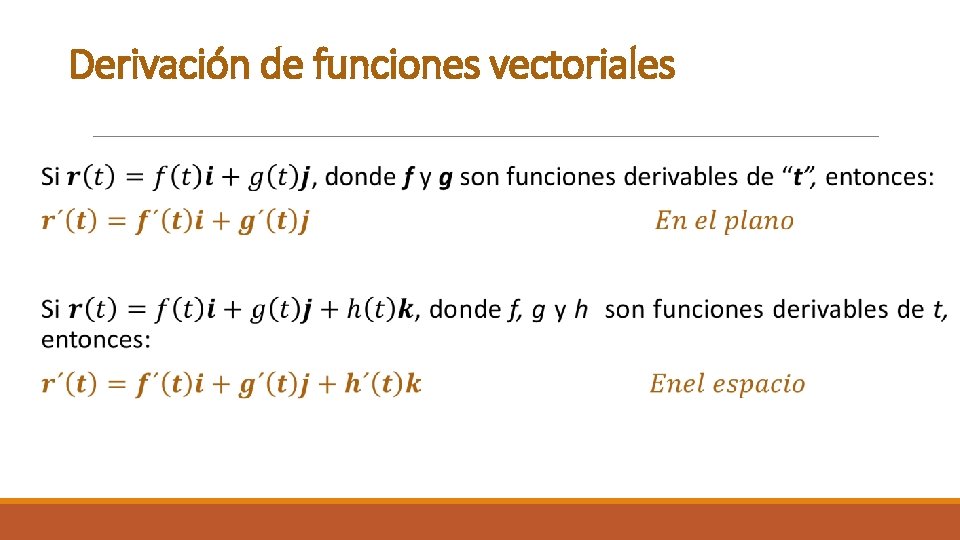 Derivación de funciones vectoriales 