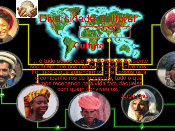 Diversidade Cultural Cultura “… é tudo aquilo que recebemos do ambiente social em que