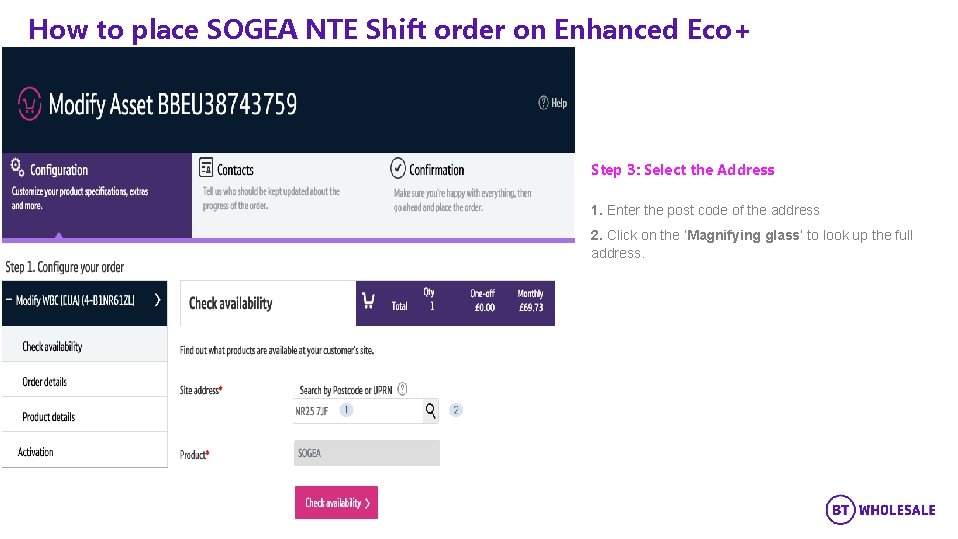 How to place SOGEA NTE Shift order on Enhanced Eco+ Step 3: Select the