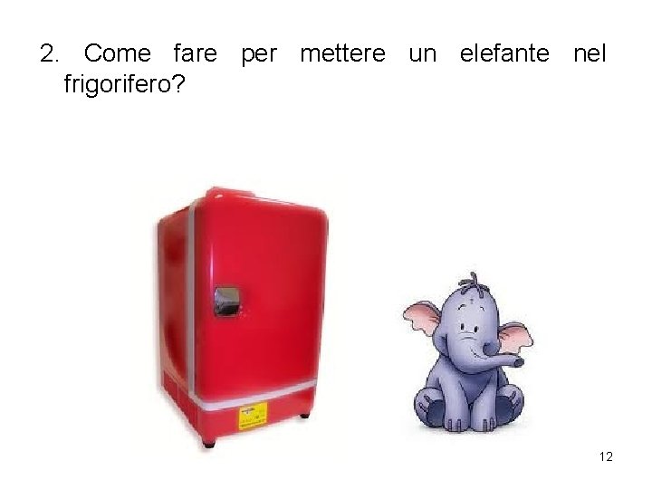 2. Come fare per mettere un elefante nel frigorifero? 12 