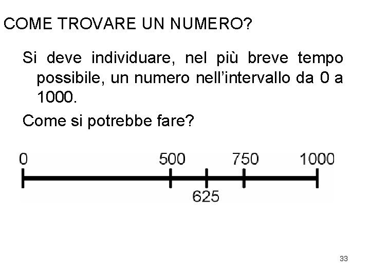 COME TROVARE UN NUMERO? Si deve individuare, nel più breve tempo possibile, un numero