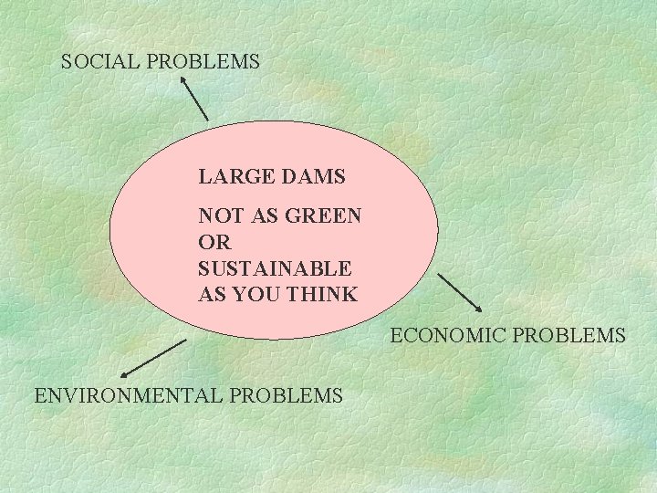 SOCIAL PROBLEMS LARGE DAMS NOT AS GREEN OR SUSTAINABLE AS YOU THINK ECONOMIC PROBLEMS SOCIAL PROBLEMS LARGE DAMS NOT AS GREEN OR SUSTAINABLE AS YOU THINK ECONOMIC PROBLEMS