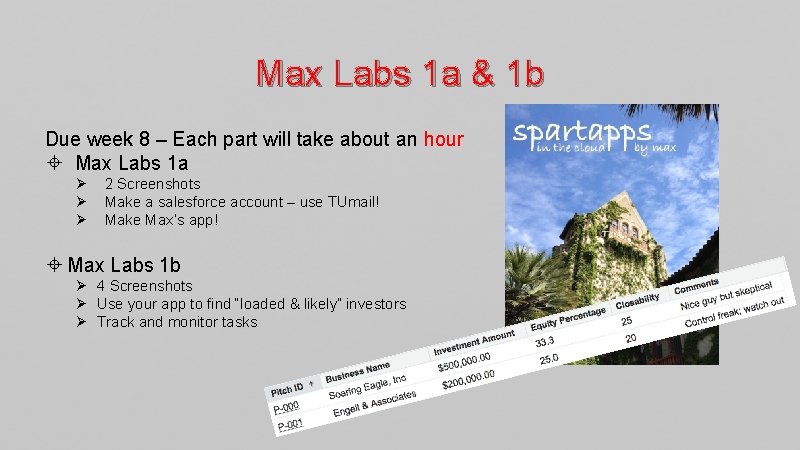 Max Labs 1 a & 1 b Due week 8 – Each part will