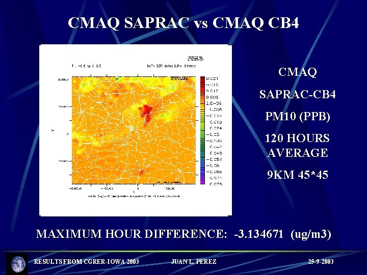 CMAQ SAPRAC vs CMAQ CB 4 CMAQ SAPRAC-CB 4 PM 10 (PPB) 120 HOURS