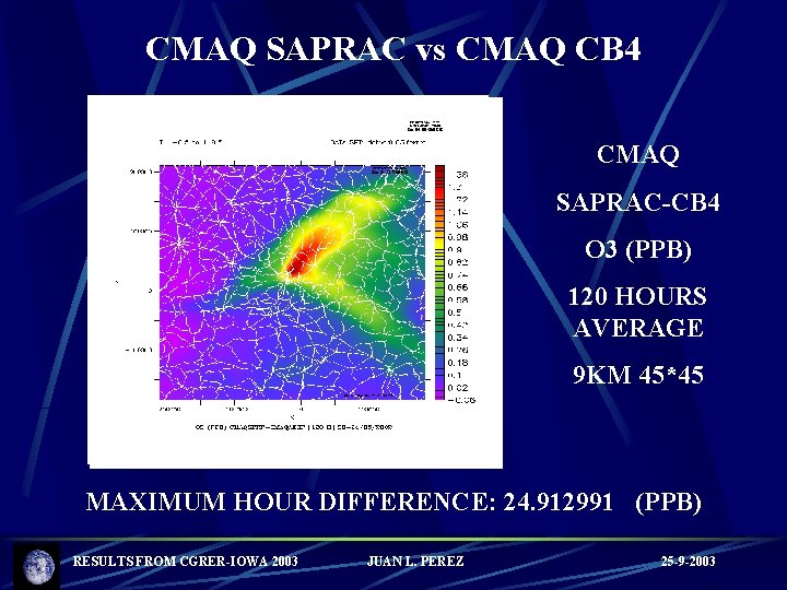 CMAQ SAPRAC vs CMAQ CB 4 CMAQ SAPRAC-CB 4 O 3 (PPB) 120 HOURS