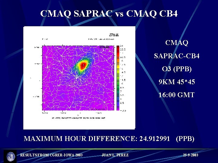 CMAQ SAPRAC vs CMAQ CB 4 CMAQ SAPRAC-CB 4 O 3 (PPB) 9 KM