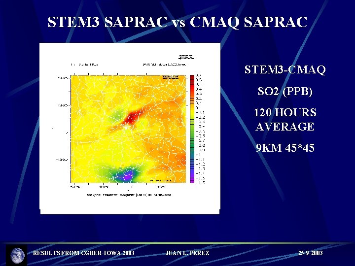 STEM 3 SAPRAC vs CMAQ SAPRAC STEM 3 -CMAQ SO 2 (PPB) 120 HOURS