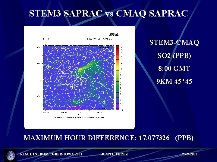 STEM 3 SAPRAC vs CMAQ SAPRAC STEM 3 -CMAQ SO 2 (PPB) 8: 00