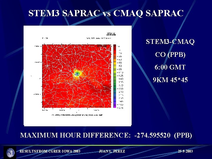 STEM 3 SAPRAC vs CMAQ SAPRAC STEM 3 -CMAQ CO (PPB) 6: 00 GMT