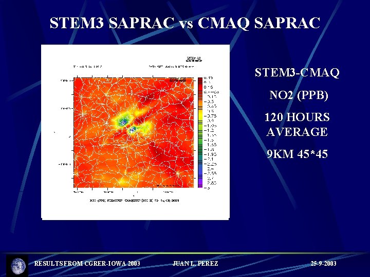 STEM 3 SAPRAC vs CMAQ SAPRAC STEM 3 -CMAQ NO 2 (PPB) 120 HOURS