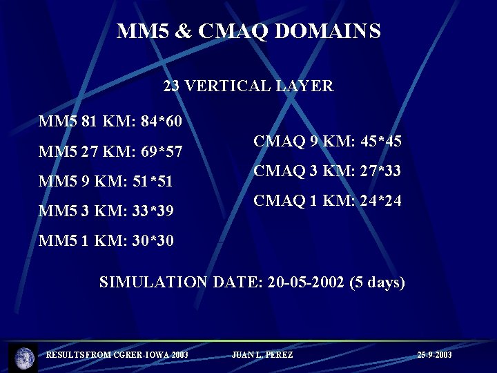 MM 5 & CMAQ DOMAINS 23 VERTICAL LAYER MM 5 81 KM: 84*60 MM