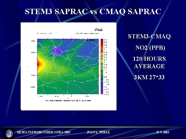 STEM 3 SAPRAC vs CMAQ SAPRAC STEM 3 -CMAQ NO 2 (PPB) 120 HOURS