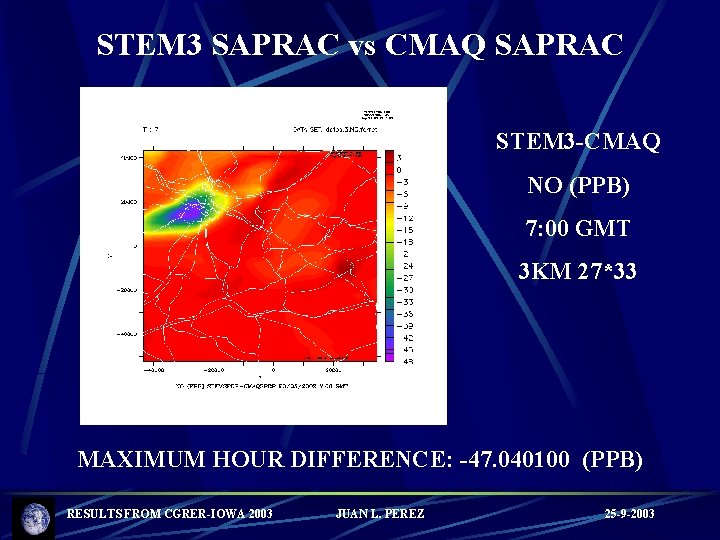 STEM 3 SAPRAC vs CMAQ SAPRAC STEM 3 -CMAQ NO (PPB) 7: 00 GMT