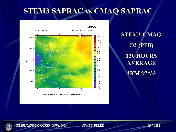 STEM 3 SAPRAC vs CMAQ SAPRAC STEM 3 -CMAQ O 3 (PPB) 120 HOURS