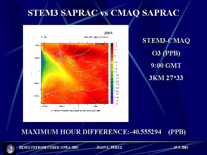 STEM 3 SAPRAC vs CMAQ SAPRAC STEM 3 -CMAQ O 3 (PPB) 9: 00