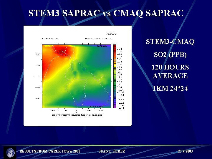 STEM 3 SAPRAC vs CMAQ SAPRAC STEM 3 -CMAQ SO 2 (PPB) 120 HOURS