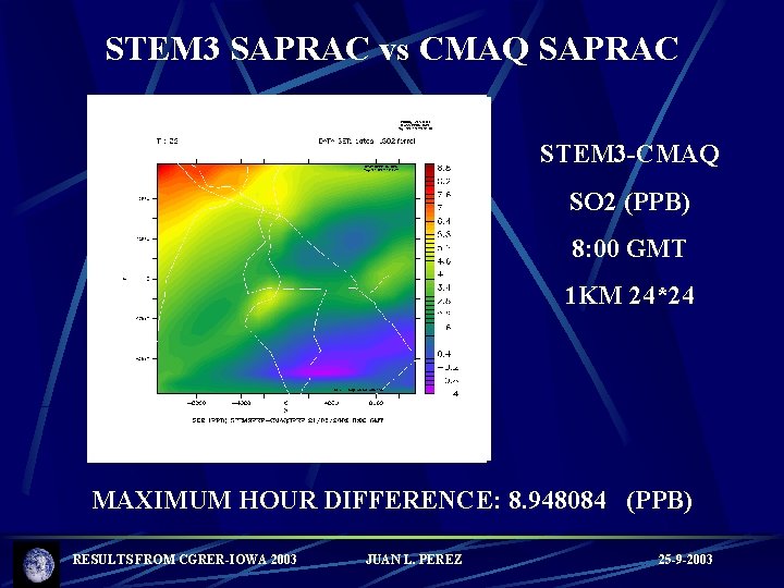 STEM 3 SAPRAC vs CMAQ SAPRAC STEM 3 -CMAQ SO 2 (PPB) 8: 00