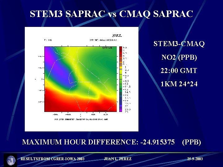 STEM 3 SAPRAC vs CMAQ SAPRAC STEM 3 -CMAQ NO 2 (PPB) 22: 00