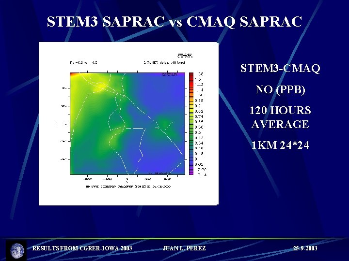 STEM 3 SAPRAC vs CMAQ SAPRAC STEM 3 -CMAQ NO (PPB) 120 HOURS AVERAGE