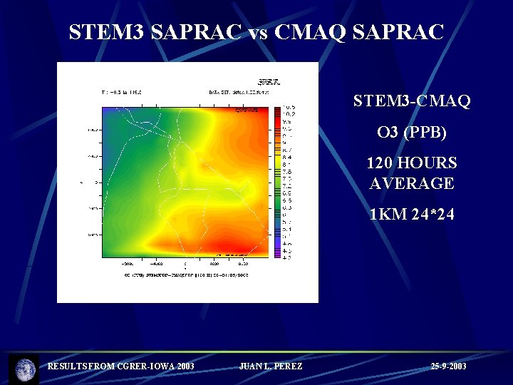 STEM 3 SAPRAC vs CMAQ SAPRAC STEM 3 -CMAQ O 3 (PPB) 120 HOURS