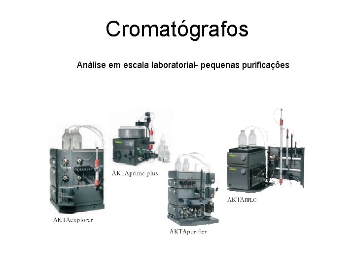 Cromatógrafos Análise em escala laboratorial- pequenas purificações 