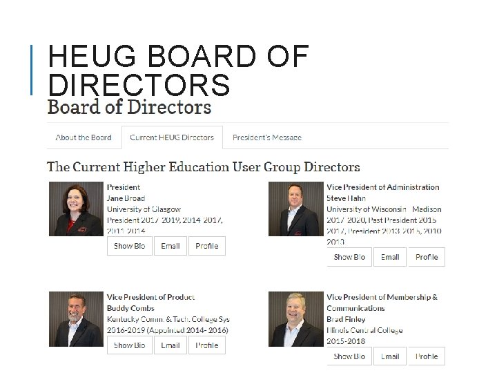 HEUG BOARD OF DIRECTORS 