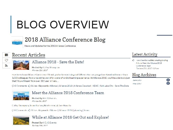 BLOG OVERVIEW 