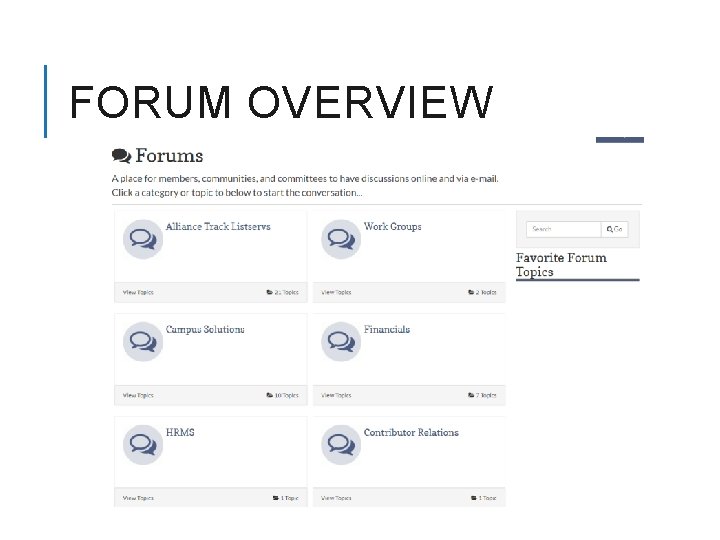 FORUM OVERVIEW 