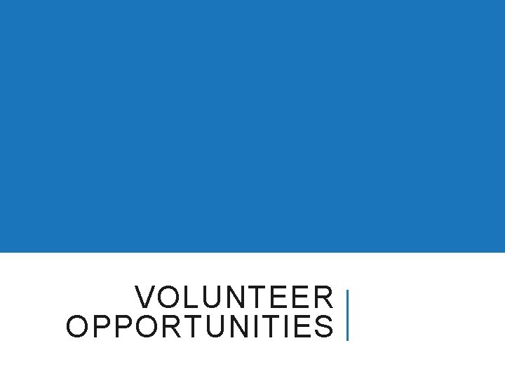 VOLUNTEER OPPORTUNITIES 