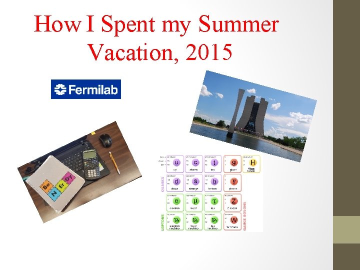 How I Spent my Summer Vacation, 2015 