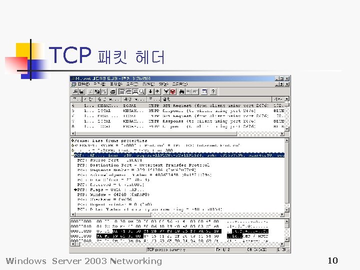 TCP 패킷 헤더 Windows Server 2003 Networking 10 