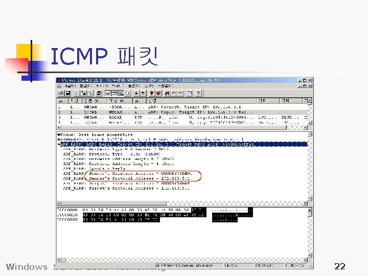 ICMP 패킷 Windows Server 2003 Networking 22 