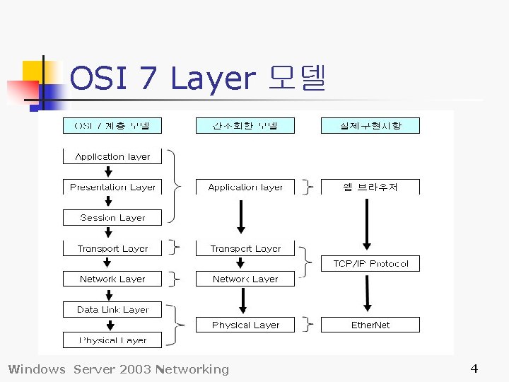 OSI 7 Layer 모델 Windows Server 2003 Networking 4 