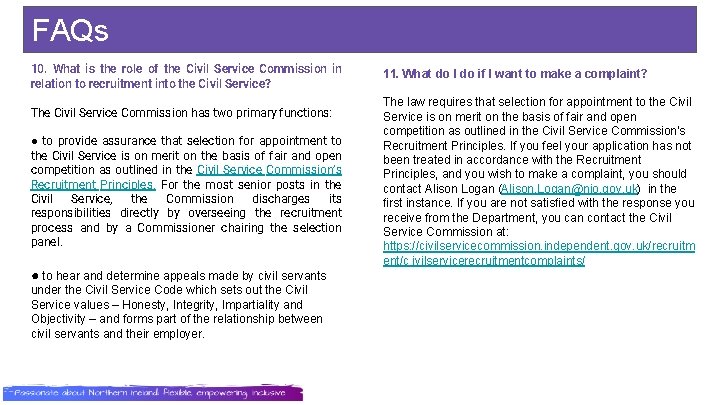 FAQs i. N 10. What is the role of the Civil Service Commission in